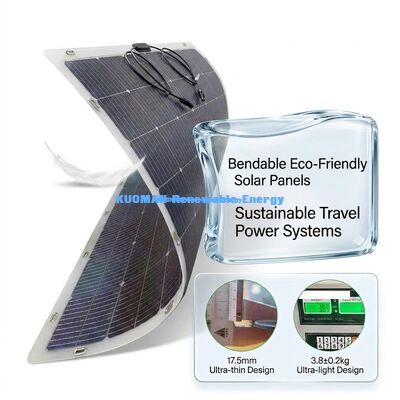 แผงโซลาร์เซลล์แบบสองหน้ากันน้ำระดับ IP67 กำลังขับ 200W สามารถงอได้ 360° ยืดหยุ่น สำหรับ RV บ้าน และการเดินทาง