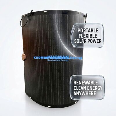 200W แผงโซลาร์เซลล์แบบยืดหยุ่นที่เป็นมิตรต่อสิ่งแวดล้อมพร้อมกล่องรวมสายกันน้ำระดับ IP67 เพื่อการปล่อยคาร์บอนเป็นศูนย์