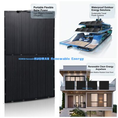 200W แผงโซลาร์เซลล์แบบยืดหยุ่นสองหน้า - แผงโซลาร์เซลล์ซิลิคอนแบบโพลีคริสตัลไลน์สำหรับพลังงานสะอาดหมุนเวียน