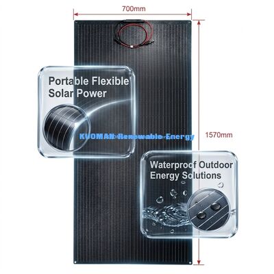 แผงโซลาร์เซลล์แบบยืดหยุ่นกันน้ำ IP68 กำลังไฟ 200W สามารถงอได้ 360° สำหรับพลังงานหมุนเวียน