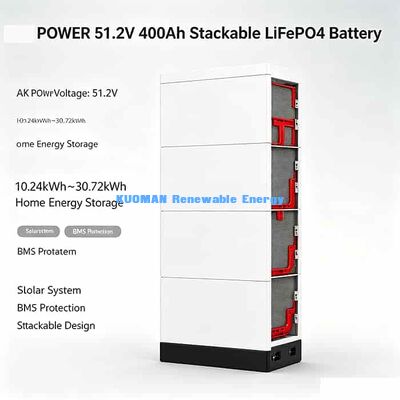 แบตเตอรี่ LiFePO4 แบบต่อพ่วง 51.2V ขนาด 10.24kWh – 30.72kWh | ระบบกักเก็บพลังงานแสงอาทิตย์สำหรับบ้าน รับประกัน 10 ปี
