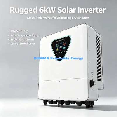 อินเวอร์เตอร์ไฮบริดโซลาร์เซลล์ 6KW กันน้ำภายนอกอาคาร IP65 สำหรับระบบนอกกริดและแหล่งจ่ายไฟสำรอง