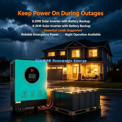 อินเวอร์เตอร์โซลาร์เซลล์แบบเปิด-ปิดกริด 8.2KW แรงดัน PV กว้าง 90-450V สำหรับแผงโซลาร์เซลล์