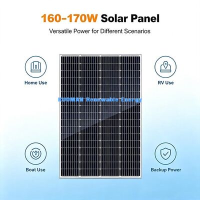170W ประสิทธิภาพสูง โมโน โซลาร์ พานล์ IP67 ตู้แยก 12V แบตเตอรี่ชาร์จสําหรับการตั้งแคมป์