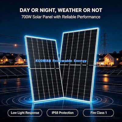 แผ่นพลังแสงอาทิตย์แบบโมโนคริสตัลลิน Anti-PID 700W การผลิตพลังงานด้านหลังเพิ่ม 25%