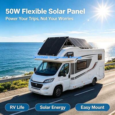 แผงโซลาร์เซลล์แบบยืดหยุ่นน้ำหนักเบาพิเศษ 50W, พลังงานแสงอาทิตย์แบบพับได้ ติดตั้งง่ายสำหรับ RV, เรือ, แคมป์ปิ้ง & พลังงานระเบียง