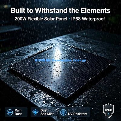 โมดูลพลังแสงอาทิตย์แบบยืดหยุ่น 200W ที่สามารถบิดได้ 19.4V, IP68 โมดูลพลังแสงอาทิตย์กันน้ําสําหรับ RV Boat Off-Grid Power Supply