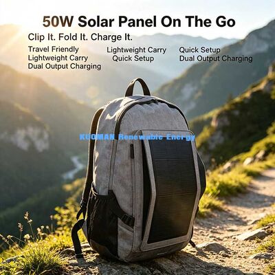 แผงโซลาร์เซลล์พับได้กันน้ำ 50W, เครื่องชาร์จพลังงานแสงอาทิตย์แบบพับได้สำหรับงานภาคสนาม