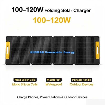 แผงโซลาร์เซลล์พับได้กันน้ำ 120W, พลังงานแสงอาทิตย์นอกกริดประสิทธิภาพสูงสำหรับการตั้งแคมป์ ตกปลา ทริปเดินทาง