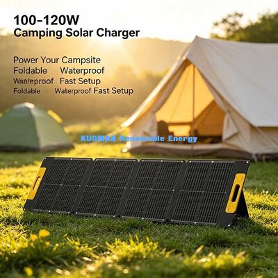 แผงโซลาร์เซลล์แบบพกพา 100-120W สำหรับระบบนอกกริด พับได้ กันน้ำ สำหรับสำรองไฟฉุกเฉิน