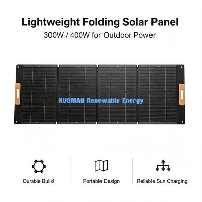 แผ่นแสงอาทิตย์พับ 300-400W ประสิทธิภาพสูง 22%+ ชาร์จแสงอาทิตย์สําหรับโรงไฟฟ้าพกพา