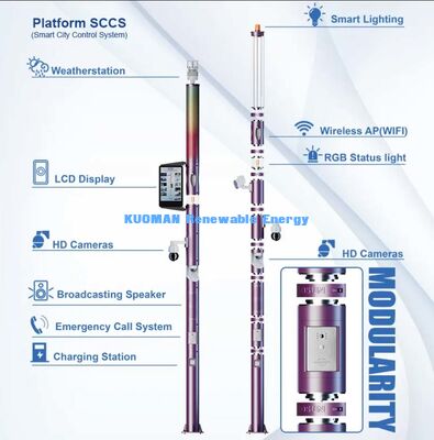 เสาอัจฉริยะแบบโมดูลาร์พร้อมไฟ LED, กล้อง, WiFi และการโทรฉุกเฉิน
