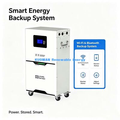 แบตเตอรี่สำรองแบบออฟกริด 51.2V 100Ah LiFePO4 พร้อมการตรวจสอบผ่าน WiFi และ Bluetooth ประสิทธิภาพไปกลับ >98%