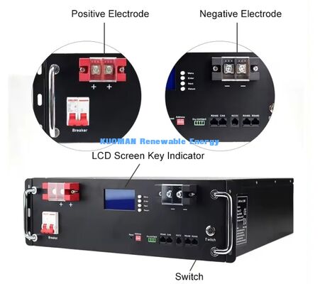 KM 48V 100Ah LiFePO4 Battery Rack Module Deep Cycles 8000 Times