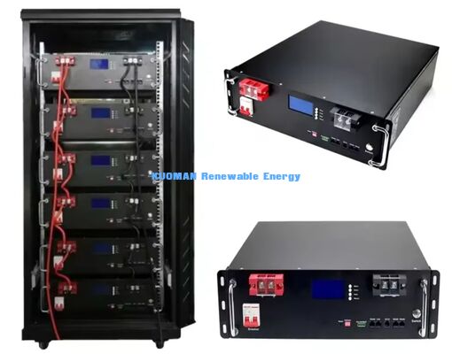 โมดูลแบตเตอรี่แร็ค KM 48V 100Ah LiFePO4 พร้อม 8000 Deep Cycles, แรงดันไฟฟ้าปกติ 51.2V และความจุ 100Ah