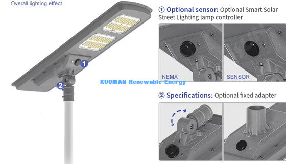 ไฟถนน LED โซลาร์เซลล์ All In One 220lm/W กันน้ำ IP65 พร้อมสำรองไฟ 2-3 วันฝนตก สำหรับส่องสว่างถนนและสวน