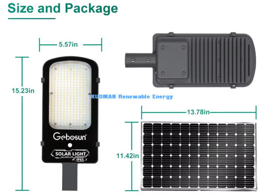 IP65 กันน้ํา 300W โซลาร์สตรีทไลท์กับโหมดการตรวจจับการเคลื่อนไหวและแผ่นแสงอาทิตย์สําหรับถนนเมือง