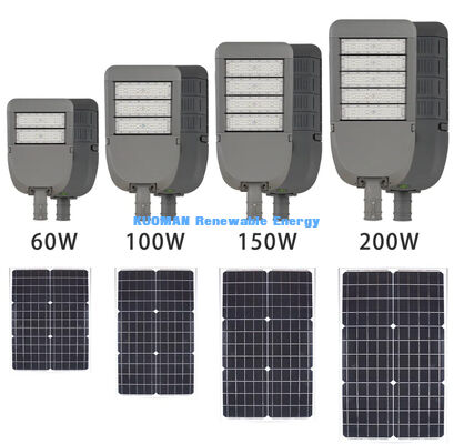 โคมไฟถนนโซลาร์เซลล์แบบแยกส่วน 50 วัตต์ กันน้ำ IP65