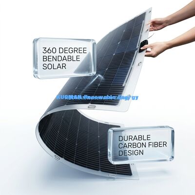 360 องศา โกงได้สองหน้า พานิลแสงอาทิตย์ยืดหยุ่น 200W IP68 กันน้ําด้วยใยคาร์บอน
