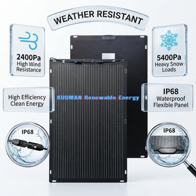 พานอลแสงอาทิตย์ยืดหยุ่น 200W IP67 360 องศา สําหรับ RV และการเดินทางบ้าน พานอลแสงอาทิตย์สองด้าน