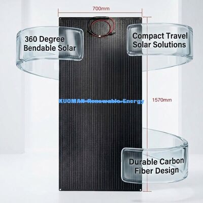 100W 210W IP68 ปรับน้ํา แผ่นแสงอาทิตย์ยืดหยุ่น ผนังบาง แผ่นไฟฟ้าไฟฟ้าสําหรับการเดินทางและที่พัก