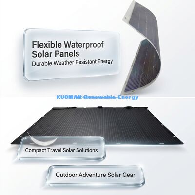 แผงโซลาร์เซลล์แบบสองหน้ากันน้ำระดับ IP67 กำลังขับ 200W สามารถงอได้ 360° ยืดหยุ่น สำหรับ RV บ้าน และการเดินทาง