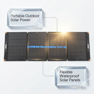 แผงโซลาร์เซลล์พับได้แบบพกพา 300W พร้อมเซลล์ IBC เกรดทหารเพื่อการชาร์จประสิทธิภาพสูง