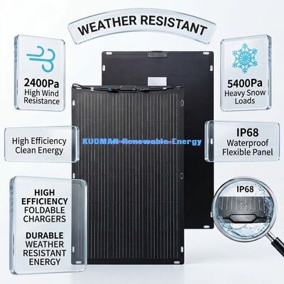พานอลแสงอาทิตย์ยืดหยุ่น 200W IP67 360 องศา สําหรับ RV และการเดินทางบ้าน พานอลแสงอาทิตย์สองด้าน