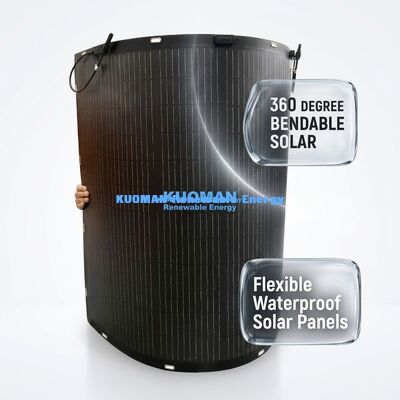200W แผงโซลาร์เซลล์แบบยืดหยุ่นที่เป็นมิตรต่อสิ่งแวดล้อมพร้อมกล่องรวมสายกันน้ำระดับ IP67 เพื่อการปล่อยคาร์บอนเป็นศูนย์