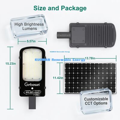 IP65 กันน้ํา 300W โซลาร์สตรีทไลท์กับโหมดการตรวจจับการเคลื่อนไหวและแผ่นแสงอาทิตย์สําหรับถนนเมือง