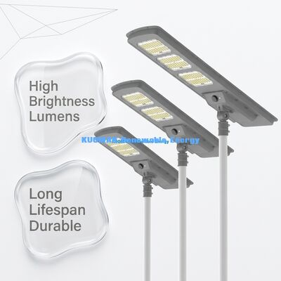 ไฟถนนโซลาร์เซลล์แบบ All-in-One พร้อมแบตเตอรี่ LiFePO4 ระบบควบคุมอัจฉริยะ และประสิทธิภาพสูง 220 lm/W
