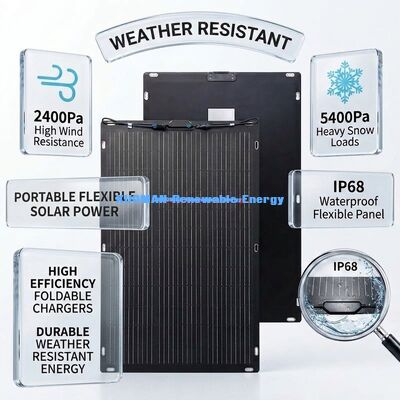 พานอลแสงอาทิตย์ยืดหยุ่น 200W IP67 360 องศา สําหรับ RV และการเดินทางบ้าน พานอลแสงอาทิตย์สองด้าน