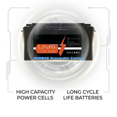 แบตเตอรี่ลิเธียม KM 1920Wh 12V 150Ah แบบ Deep Cycle พร้อมรอบการใช้งาน 8000 รอบ สำหรับการกักเก็บพลังงานและรถบ้าน/รถยก/รถกอล์ฟ/เรือยอร์ช