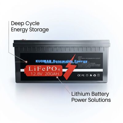 แบตเตอรี่ลิเธียมไอออนฟอสเฟต 12V 200Ah แบบ Deep Cycle พร้อมรอบการใช้งาน 8000 รอบ และการรับประกัน 10 ปี สำหรับการกักเก็บพลังงาน