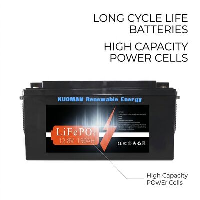 แบตเตอรี่ลิเธียม KM 1920Wh 12V 150Ah แบบ Deep Cycle พร้อมรอบการใช้งาน 8000 รอบ สำหรับการกักเก็บพลังงานและรถบ้าน/รถยก/รถกอล์ฟ/เรือยอร์ช