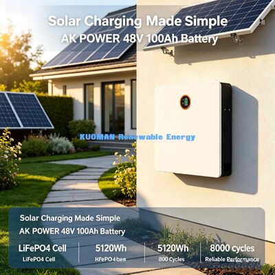 Space-Saving Slim Wall Power Storage Battery 51.2V 100Ah Home Solar Panel Backup System