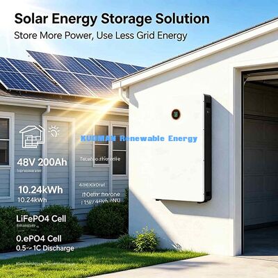 แบตเตอรี่ลิเธียมไอออนฟอสเฟต Powerwall ชาร์จได้หลายแหล่ง 51.2 V 200Ah เครื่องกำเนิดไฟฟ้าแผงโซลาร์เซลล์ ชาร์จไฟจากกริด