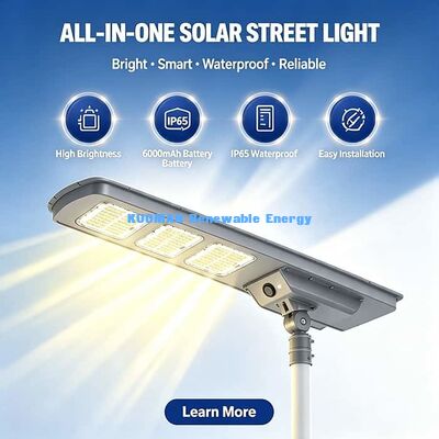30W LiFePO4 แบตเตอรี่ โซลาร์สตรีทไลท์ All In One Design กันน้ําภายนอก โซลาร์ LED Road Lamp