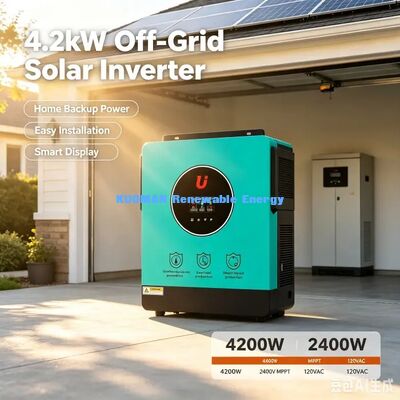 อินเวอร์เตอร์ไฮบริดโซลาร์เซลล์ 4200VA 24V พร้อมคอนโทรลเลอร์ชาร์จ MPPT 120A และอินพุต PV สูงสุด 500V