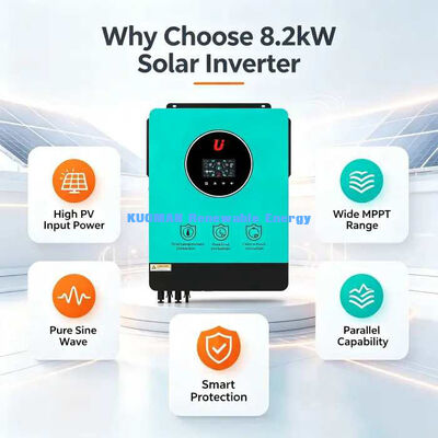 เครื่องชาร์จอินเวอร์เตอร์ไฮบริดโซลาร์เซลล์แบบครบวงจร 8.2kW ทำงานแบบกริดไทและแบบสแตนด์อโลน