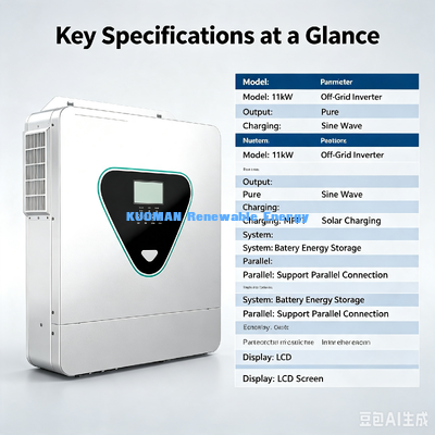 อินเวอร์เตอร์โซลาร์เซลล์แบบขนานออฟกริด 11KW ขยายได้สูงสุด 6 เครื่อง ระบบพลังงานแสงอาทิตย์แบบขนาน