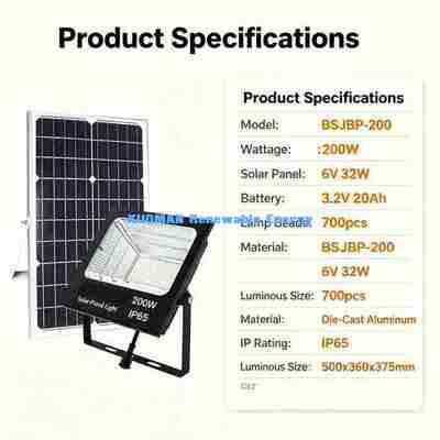 IP65 Waterproof Solar LED Floodlight with Large Capacity Lithium Battery