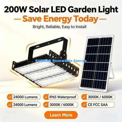 Multi-Angle Mount 200W Solar LED Flood Light IP65 Dustproof Waterproof Large Area Outdoor Lighting