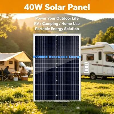 แผ่นพลังแสงอาทิตย์แบบโมโนคริสตัลขนาดเบา 40W ติดตั้งง่าย