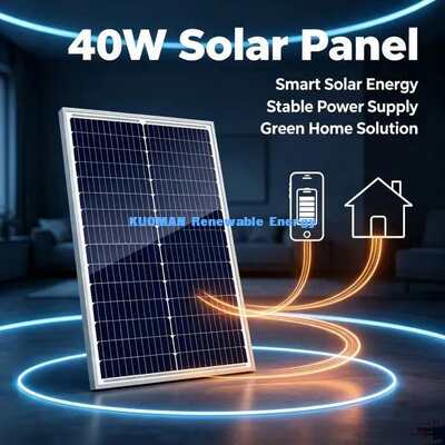 แพเนลพลังแสงอาทิตย์แบบโมโนคริสตัลลิน 40W กระจกกระจกกระชับกระจกสําหรับโรงเรือนเรือนกระจกและพลังงานหอพักไกล