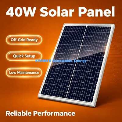 แพเนลพลังแสงอาทิตย์แบบโมโนคริสตัลลิน 40W กระจกกระจกกระชับกระจกสําหรับโรงเรือนเรือนกระจกและพลังงานหอพักไกล