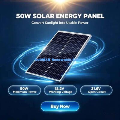 แผงโซลาร์เซลล์แบบโมโนคริสตัลไลน์ 50 วัตต์ แบบพกพา สายเคเบิลยาวพิเศษพร้อมขั้วต่อ MC4