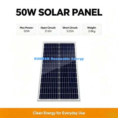 ปานล์พลังแสงอาทิตย์กลางแจ้ง 50W ทุกฤดูกาล ผลงานแสงต่ําสําหรับวันที่มีเมฆ