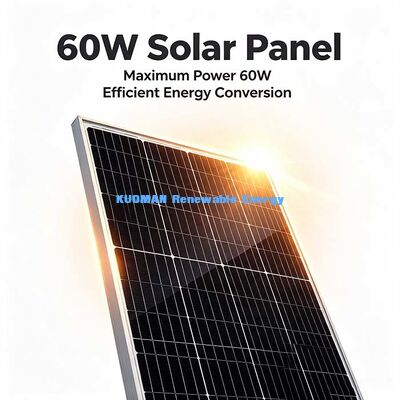 พานอลโซลาร์แบบโอนโครสตัลลินแบบพกพาขนาด 60W หลุมติดตั้งแบบเจาะล่วงหน้า การติดตั้งง่าย พลังงานนอกเครือข่าย