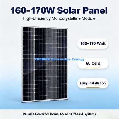 แผงโซลาร์เซลล์แบบโมโนคริสตัลไลน์แบบพกพา 160-170W, พลังงานฉุกเฉินกลางแจ้งสำหรับกระท่อมล่าสัตว์และสนามหญ้า